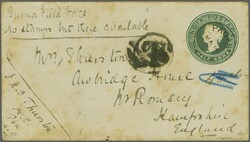 Third Burmese War 1887: India ½ a. green postal stationery envelope ...