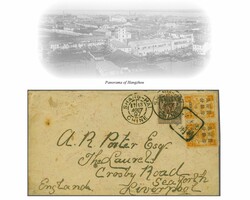 1897: 5 c. on 5 ca. dull orange, Small figures, a fine horizontal ...