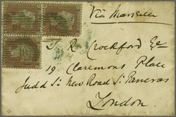 Crimean War 1854/57: 1 d. red-brown on blued paper, perf. 14, an ...
