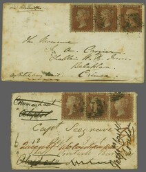 Crimean War 1855: Covers (2), one with 1 d. red-brown, perf. 14, a ...