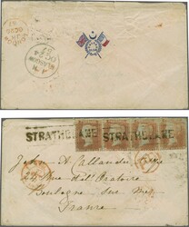 Crimean War 1855: 1 d. red-brown, perf. 16, a horizontal strip of ...