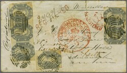 1860/67: 6 d. grey, a single example, a horizontal pair and a ...