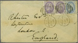 1886/88: 2 d. bright violet in a horizontal pair and single 6 d. blue ...