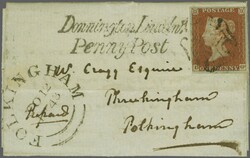 1841: 1 d. red-brown on blued, a single example with good margins all ...