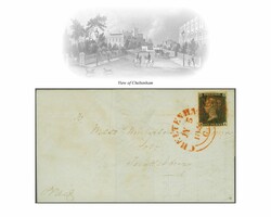 1840: 1 d. black, plate 4, lettered NA, a used example with large ...