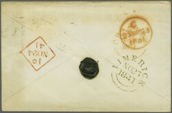 1841: 1 d. red-brown on blued paper, plate 13, lettered OD, a single ...
