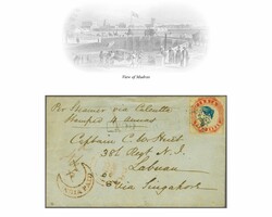 1854/55: 4 a. very deep blue & red, Head Die III, Frame Die II, good ...