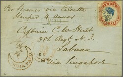 1854/55: 4 a. very deep blue & red, Head Die III, Frame Die II, good ...