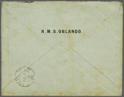 1892: Diagonally overprinted 25 c. black on rose and 25 c. bistre on ...