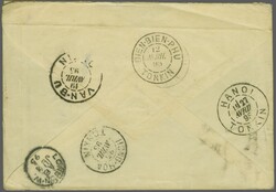 French P.O.'s 1892/96: Indochine 5 c. green on greenish pair and 15 c ...