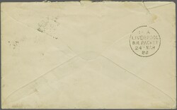 1888: Stampless cover to Manchester from an Officer serving on "S.S. ...