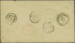 1871: Sitting Helvetia perf. 5 Rp. brown, 30 Rp. ultramarine and 50 ...