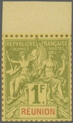 Réunion 1892: The complete set of 13 values, all imperforate with ...