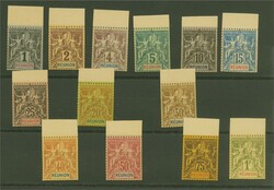 Réunion 1892: The complete set of 13 values, all imperforate with ...