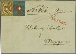 Luzern: Rayon I ohne Kreuzeinfassung, Type 26 zusammen mit Rayon II, ...