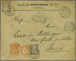 Frankreich 1879: Sitzende Helvetia 5 Rp. braun (2) und 20 Rp. orange ...