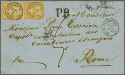 Italien (Kirchenstaat) 1865: Sitzende Helvetia 20 Rp. orange im senkr ...