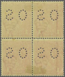 1918 (March): 1 d. rosine, rough paper, perf.OS, comb perf. 14¼ x 14 ...