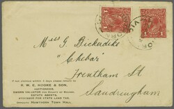 1918: 1 d. rosine, Die II, rough paper, wmk. Crown over A, perf. 14¼ ...