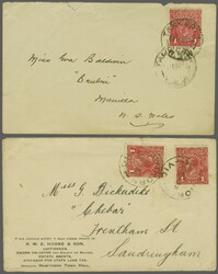 1918: 1 d. rosine, Die II, rough paper, wmk. Crown over A, perf. 14¼ ...