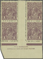 1922: 1 d. violet, comb perf. 14¼ x 14, wmk. Crown over A, an unused ...