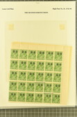 1926/37: Collection of 1 d. green items, set out on six exhibition ...