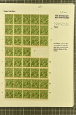 1926/37: Collection of 1 d. green items, set out on six exhibition ...