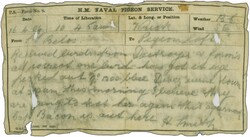 British Navy Pigeon Service 1904: H.M. Naval Pigeon Service mesage, ...