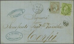 Greek Forwarder in Constantinople; 1869 (Aug 30): Cover written in ...