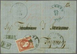 Romanian Post, Treaty with Russia; 1869 (Dec 18): Cover front from ...