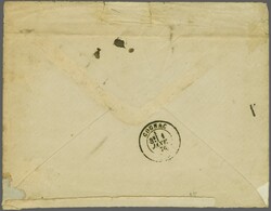 Romanian Post; 1875 (Dec 27): Unpaid Envelope from Braila to Cognac, ...