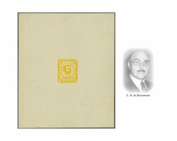 1874: Die Proof for the 1 Nkr. value in the issued design in yellow ...