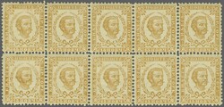 Intermediate Printings 1876/81: 15 Nkr. yellow-ochre, irregular perf. ...