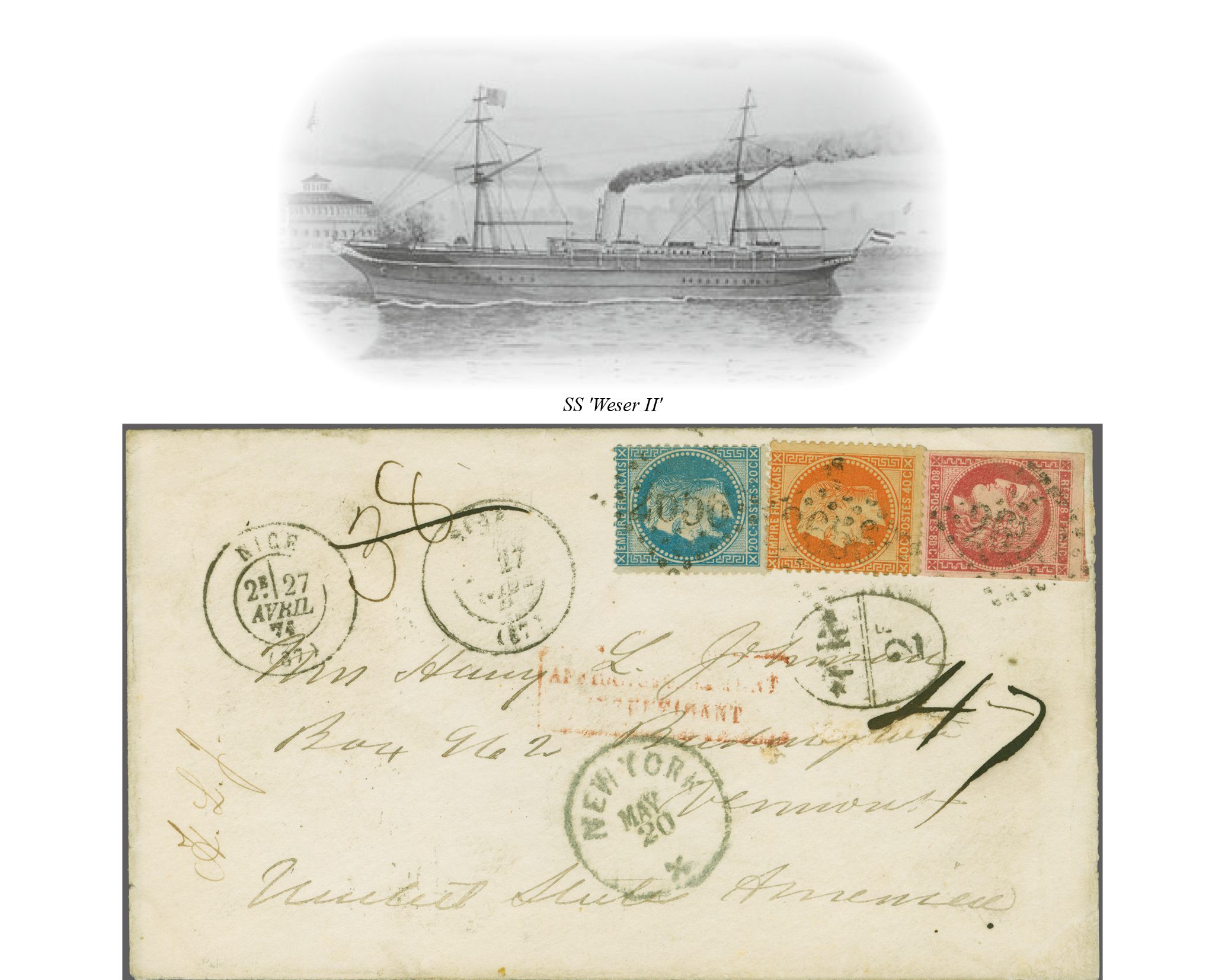 Transatlantic mail between France and the USA and vice versa - Via ...