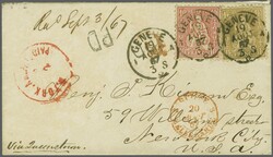 Vereinigte Staaten 1867: 1 Fr. goldbronze und 10 Rp. rot, zwei ...