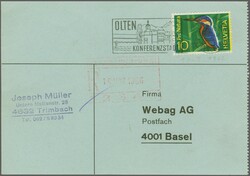 1966: 'Eisvogel im Schneepelz', 10 Rp. mit breiter Verschiebung. Sehr ...