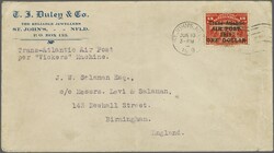 Transatlantic Flight Newfoundland to Ireland by Alcock and Brown 1919 ...