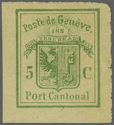 Genfer Ganzsachenausschnitt, farbfr. und allseits sehr breitrandig ...