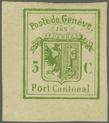 Genfer Ganzsachenausschnitt, farbfr. und ausgesprochen breitrandig, ...