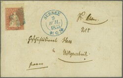 15 Rp. karminrosa, ein farbintensives und allseits weissrandiges ...