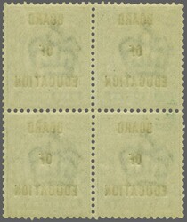 Board of Education 1902/04: ½ d. green in a block of four, unmounted ...