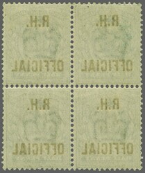 Royal Household 1902: ½ d. blue-green, overprinted 'R.H. OFFICIAL' ...