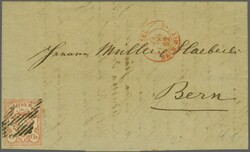 Centimes: Type 5 in der karminrosanen Nuance mit Plattenfehlern ...