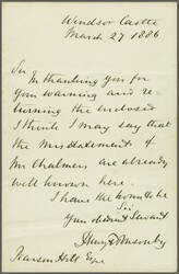 Royal Family 1886 (March 27): Letter written by Henry Ponsonby Queen ...