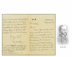 1887: Letter from Pearson Hill to J.B. Moens written on embossed ...