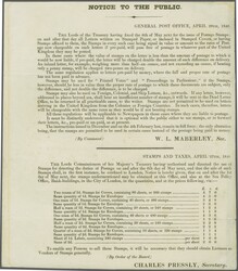 1840: G.P.O. Postal Notice headed "Notice to the Public“ dated 28 ...