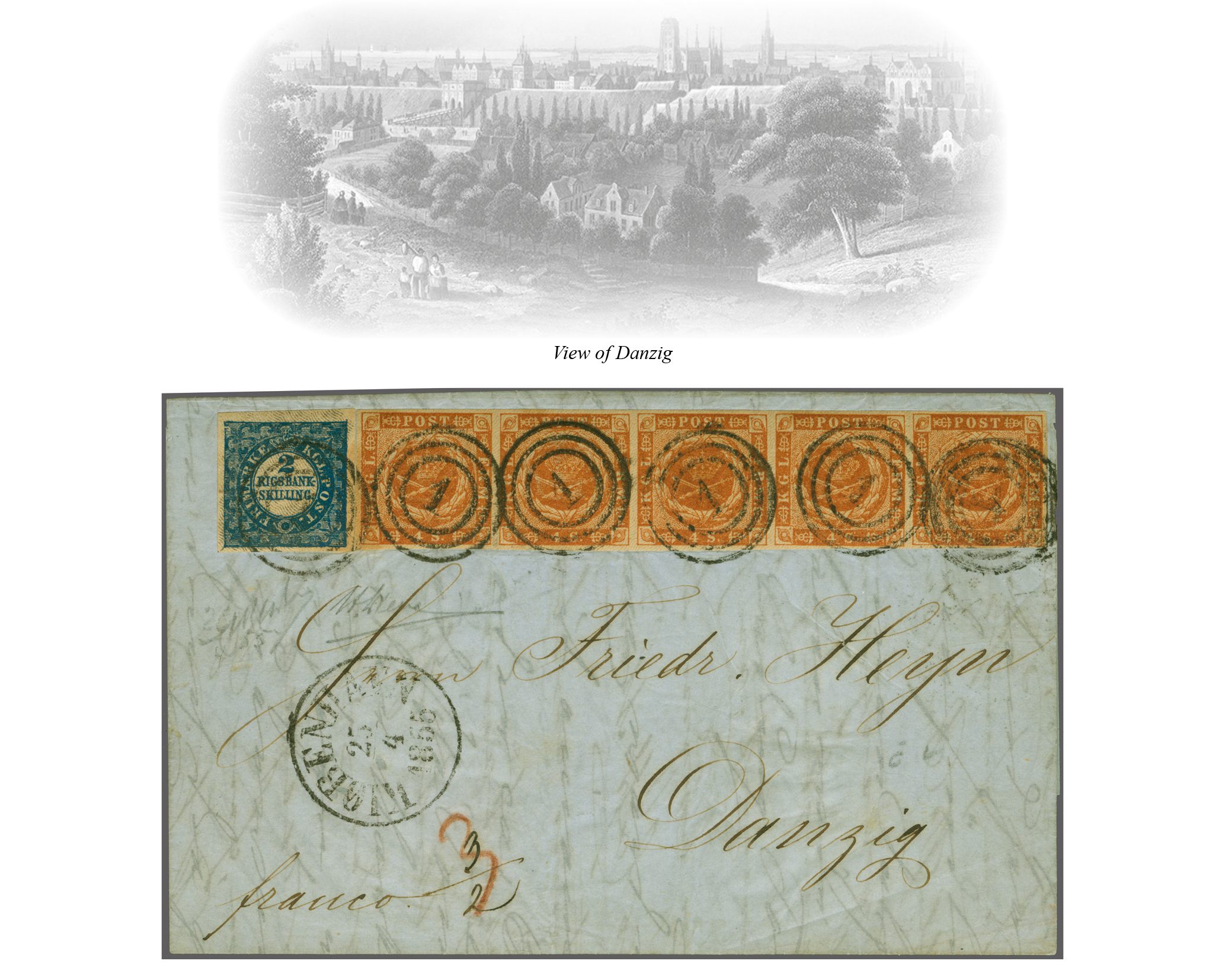 Postal routes to the GAPU, Prussia; 1855 (April 25): Entire letter ...