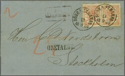 Postal Routes to Sweden; 1866 (Sept 13): Double rate Underpaid Entire ...