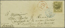 Postal routes to France; 1870 (March 2): Envelope from Copenhagen to ...