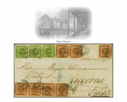 Postal routes to Switzerland; 1863 (Nov 1): Double rate Envelope from ...